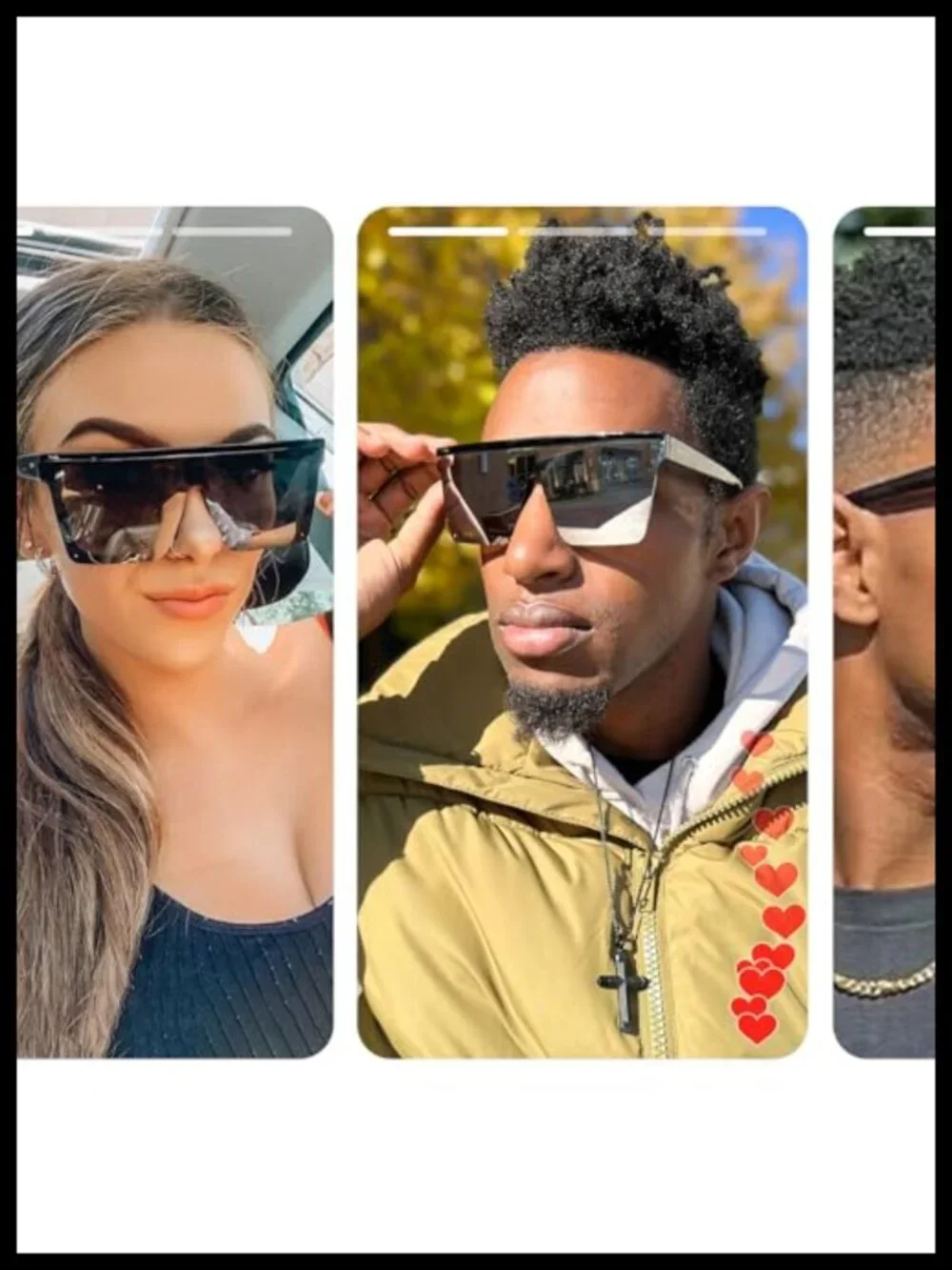 Oversized Sunglasses UV400 Flat Top Square Unisex Trendy Flat Top